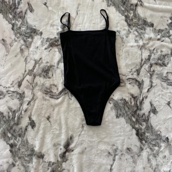 White Fox Boutique Tops - Black straight neck bodysuit